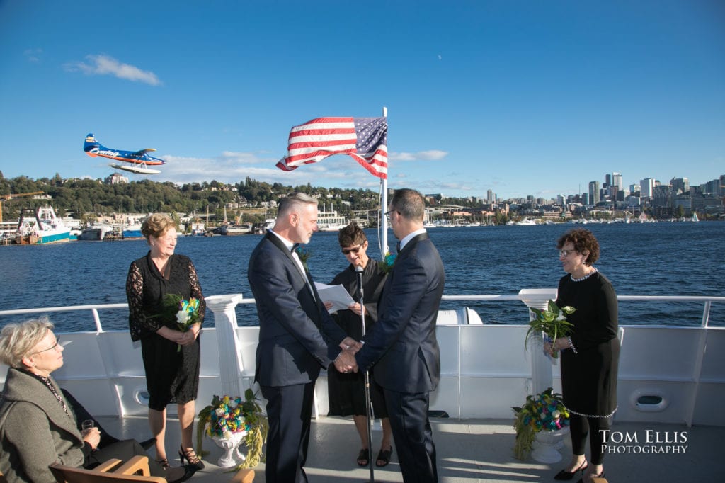 Keith and Andrew are married in a same-sex wedding ceremony on the Lady Mary cruise boat on Lake Union in Seattle