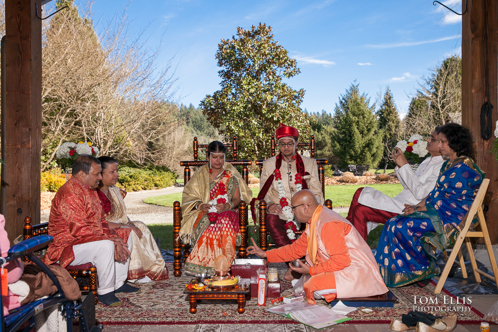 Indian wedding ceremony outdoors at Willows Lodge on a beautiful sunny day