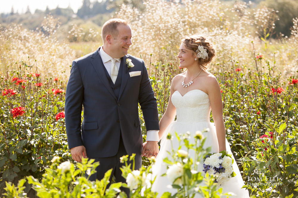 Woodland Meadow Farms wedding, bride and groom in the flower gardens