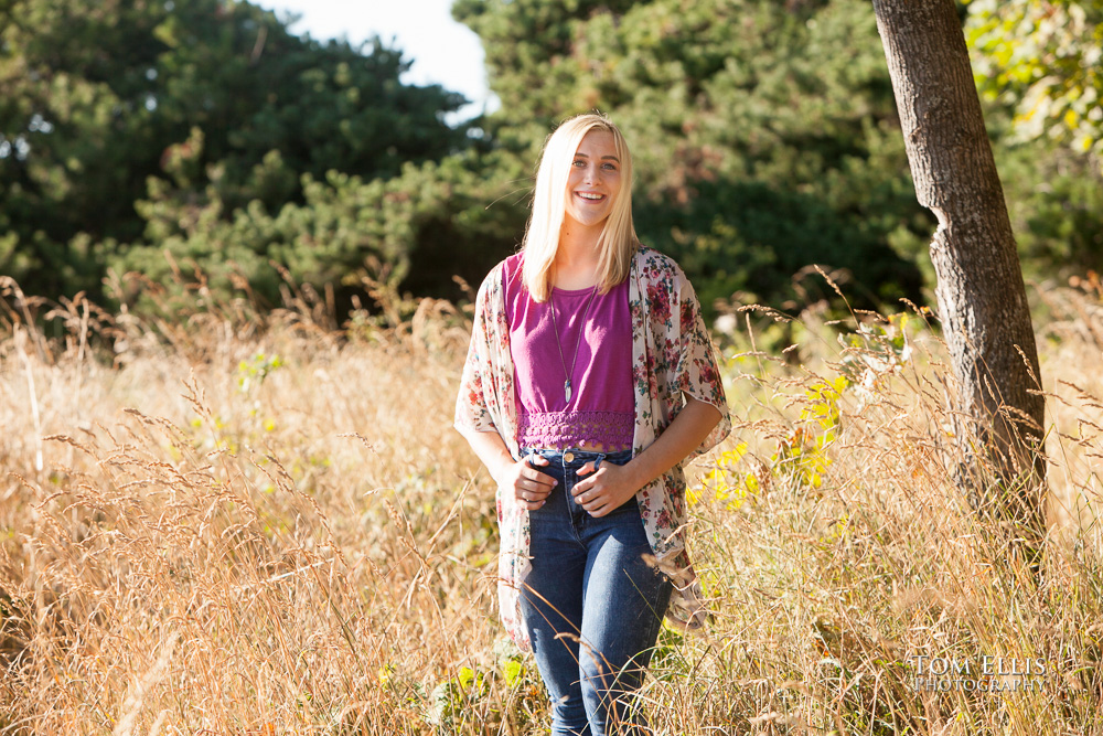 Senior girl during her senior photo session at Golden Gardens