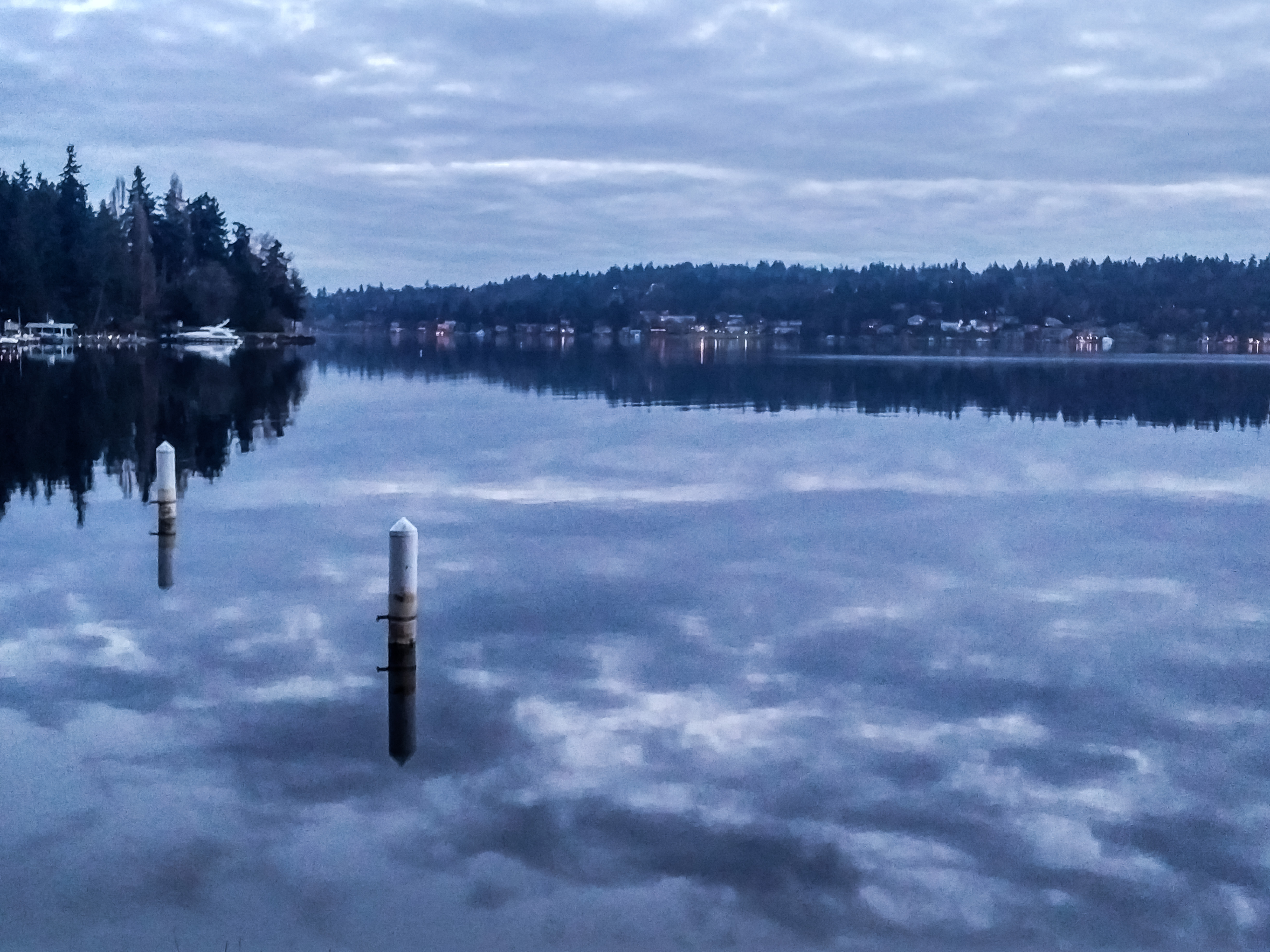 Clouds reflected in the water at Chism Park