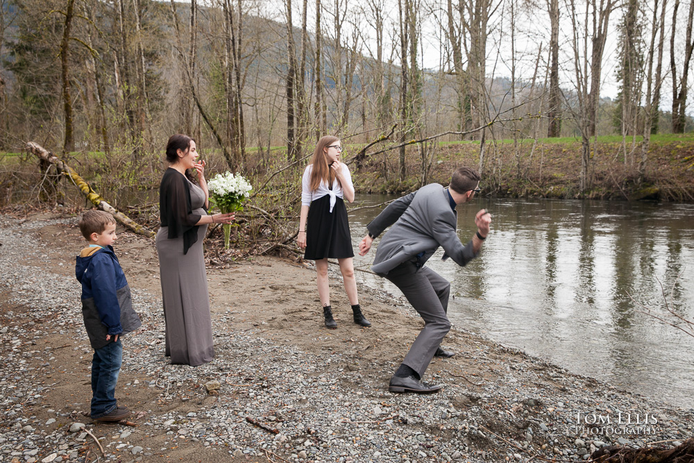 Elopement wedding ceremony at Snoqualmie Falls. Tom Ellis Photography, destination wedding photographer