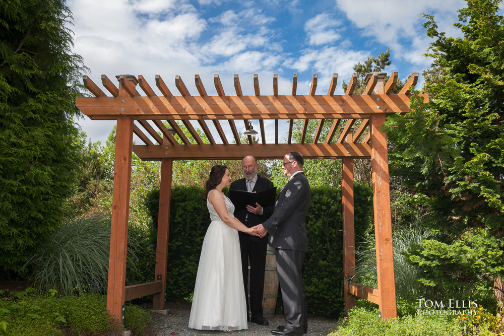 Elopement wedding ceremony in the gazebo at Willows Lodge