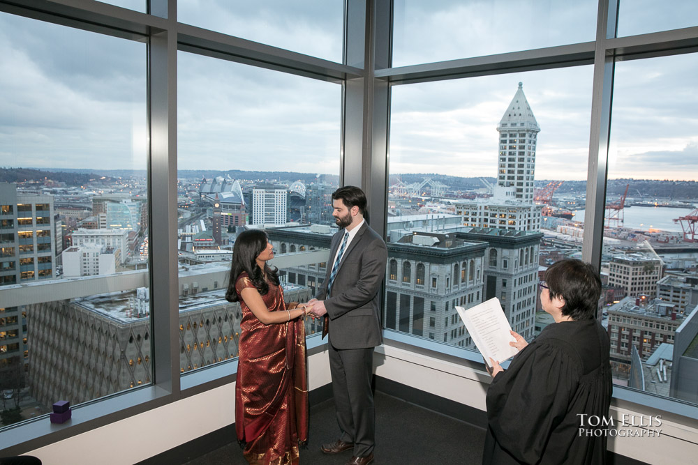 Indoor wedding ceremony at the Seattle Municipal Courthouse