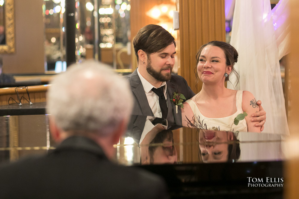 Amanda and Joe at their wedding at the Lake Union Cafe. Tom Ellis Photography, top-rated Seattle wedding photographer
