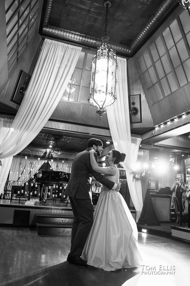 Amanda and Joe at their wedding at the Lake Union Cafe. Tom Ellis Photography, top-rated Seattle wedding photographer