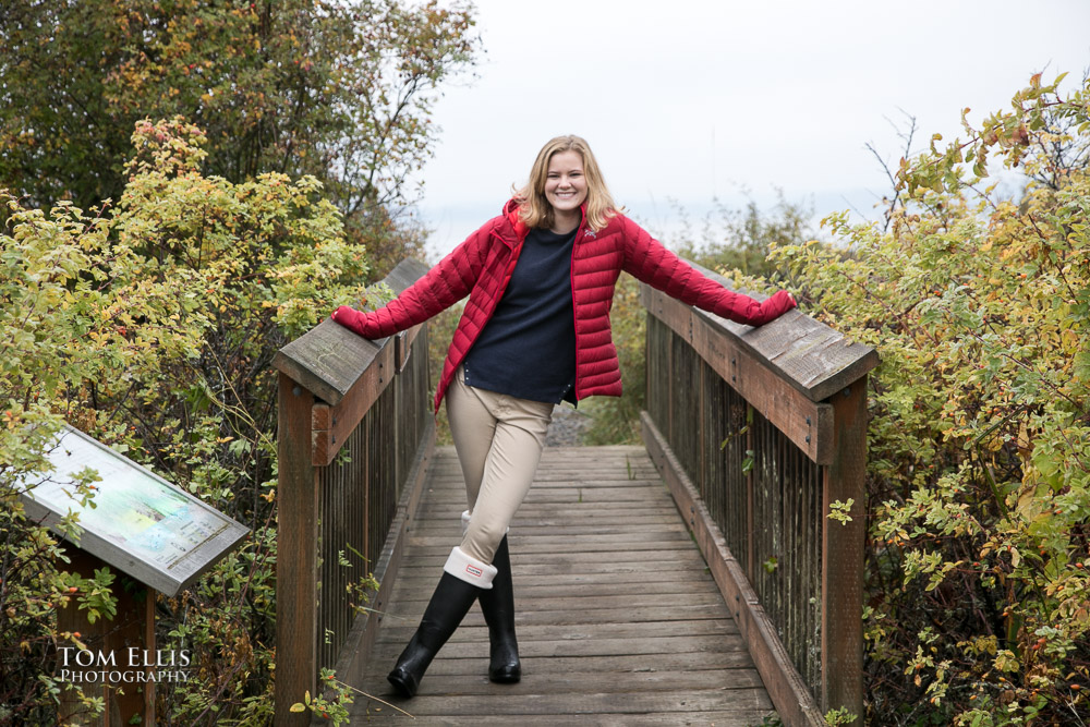 Natalie strikes a sassy pose during our senior photography session at the Cove at Normandy Park. Tom Ellis Photography, Seattle senior photographer