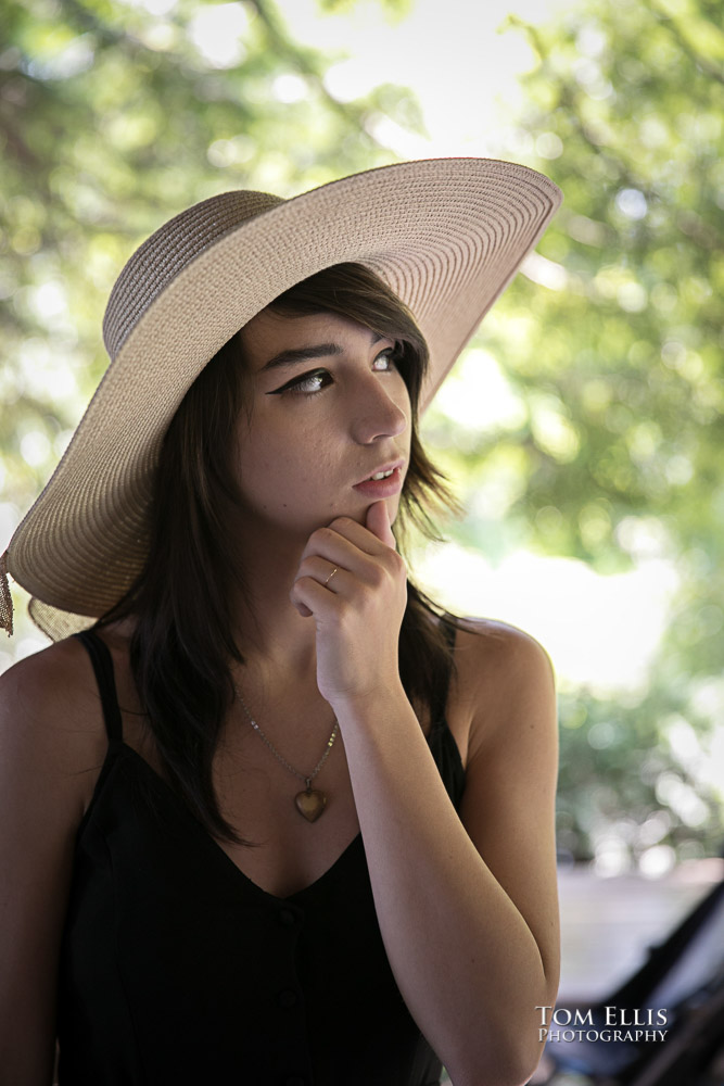 Beautiful high school senior girl during her senior photo session at Bellevue Botanical Gardens