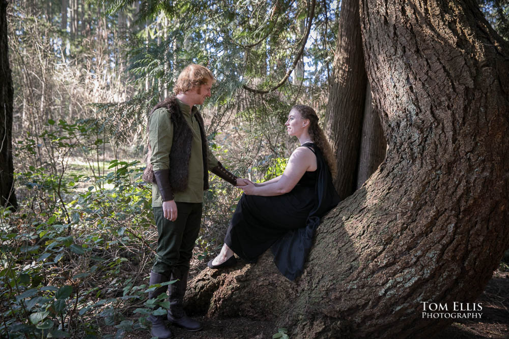 Engagement photo session deep in the forest. Tom Ellis Photography, Seattle engagement photographer