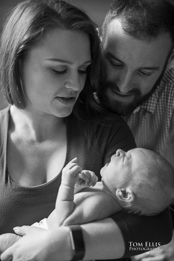 Mom Ashley, dad Justin and newborn daughter Addison during our newborn baby photo session. Tom Ellis Photography