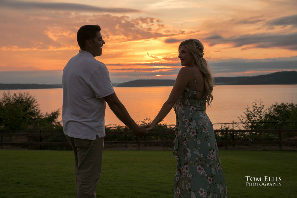 Alex and Amy just after their surprise proposal at Pioneer Orchard Park. Tom Ellis Photography, Seattle engagement photographer