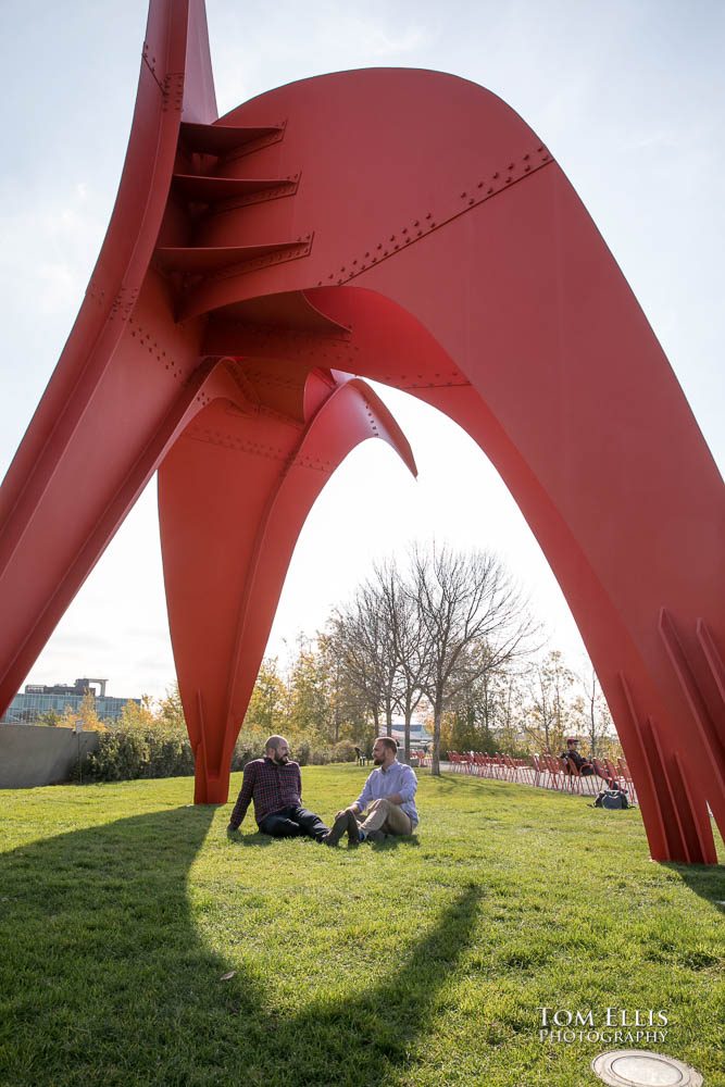 Michael and Ryan during their Seattle same-sex/LGBT engagement photo session on the Seattle waterfront