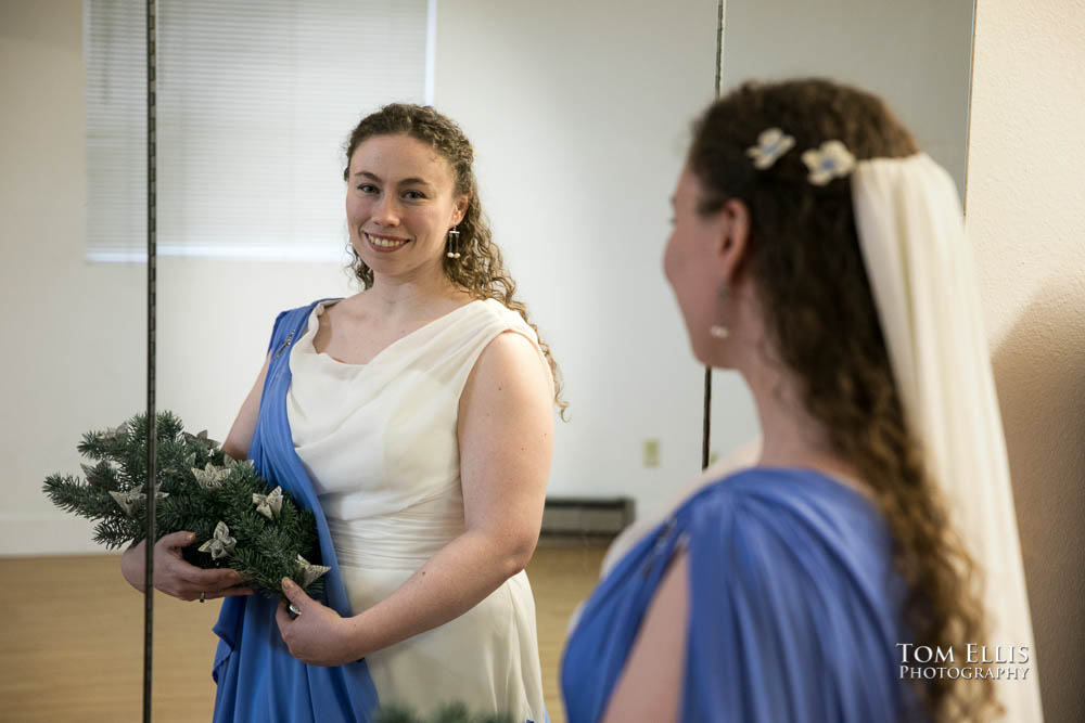 Bride reflected in mirror Fantastic fantasy and science fiction HTTYD wedding - Tom Ellis Photography, Seattle wedding photographer