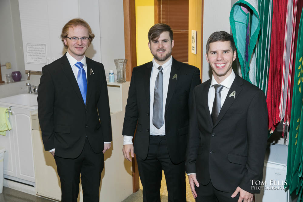 Groom and groomsmen.  Fantastic fantasy and science fiction HTTYD wedding - Tom Ellis Photography, Seattle wedding photographer