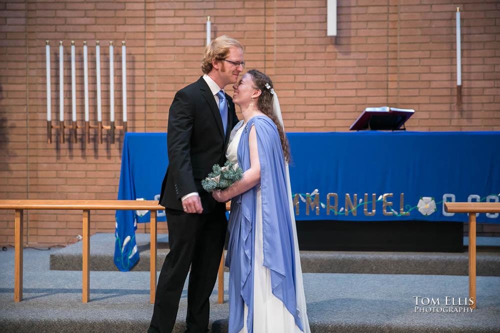 First look for bride and groom. Fantastic fantasy and science fiction HTTYD wedding - Tom Ellis Photography, Seattle wedding photographer