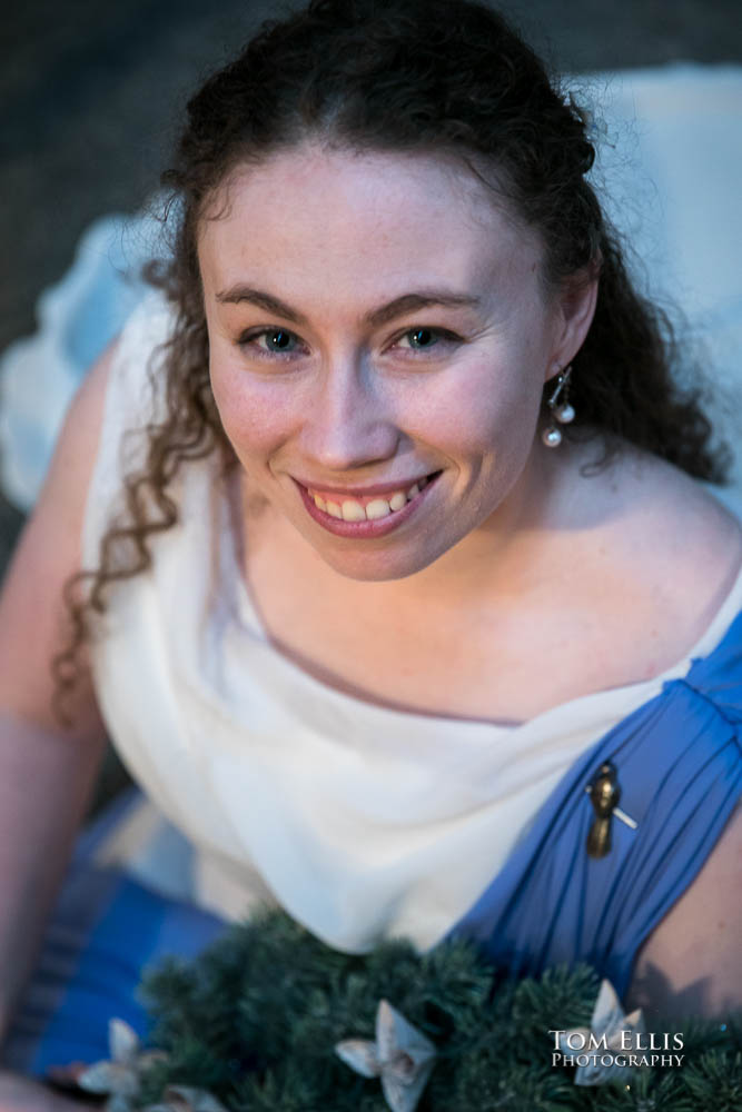 Close up of seated bride. Fantastic fantasy and science fiction HTTYD wedding - Tom Ellis Photography, Seattle wedding photographer
