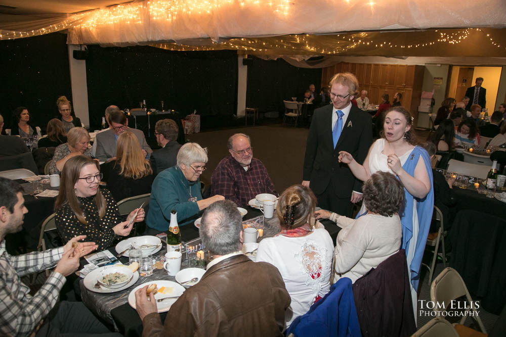 Bride and groom greet reception guests. Fantastic fantasy and science fiction HTTYD wedding - Tom Ellis Photography, Seattle wedding photographer