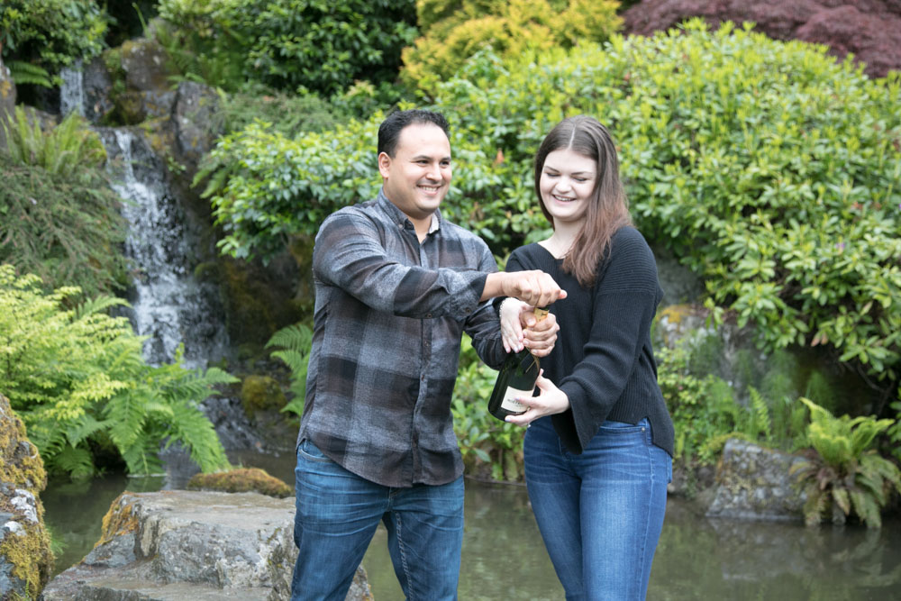 Frank and Whitney's surprise Seattle proposal and engagement session at Kubota Garden. Tom Ellis Photography, top-rated engagement photographer