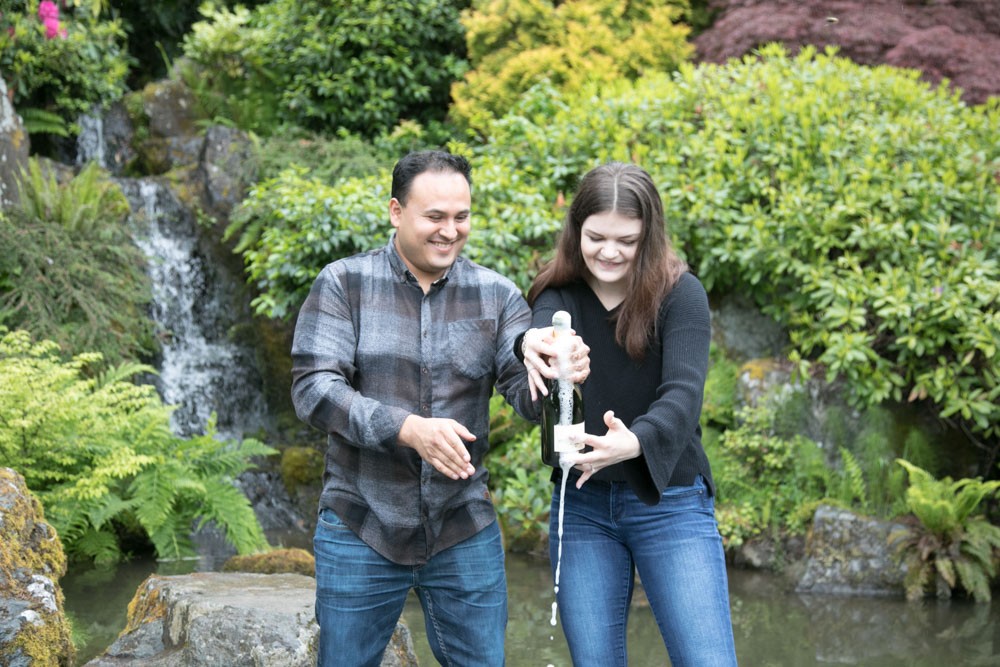 Frank and Whitney's surprise Seattle proposal and engagement session at Kubota Garden. Tom Ellis Photography, top-rated engagement photographer