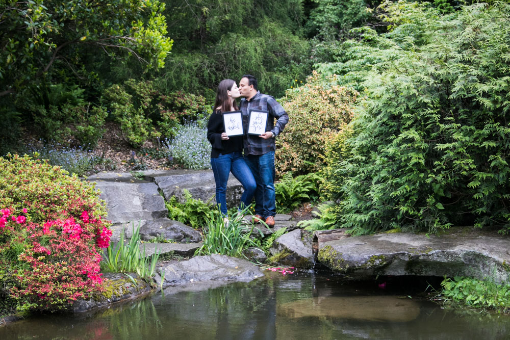 Frank and Whitney's surprise Seattle proposal and engagement session at Kubota Garden. Tom Ellis Photography, top-rated engagement photographer