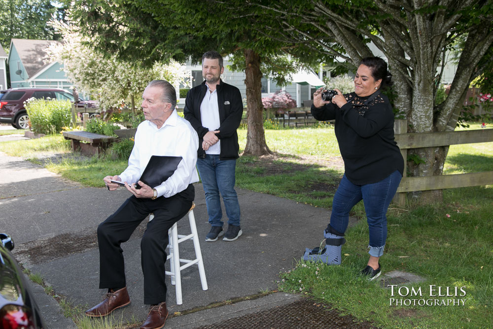 Liliana and Greg's quarantine elopement ceremony in their car. Tom Ellis Photography, Seattle elopement photographer.