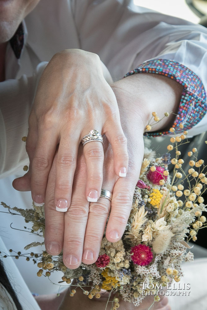 Liliana and Greg's quarantine elopement ceremony in their car. Tom Ellis Photography, Seattle elopement photographer.