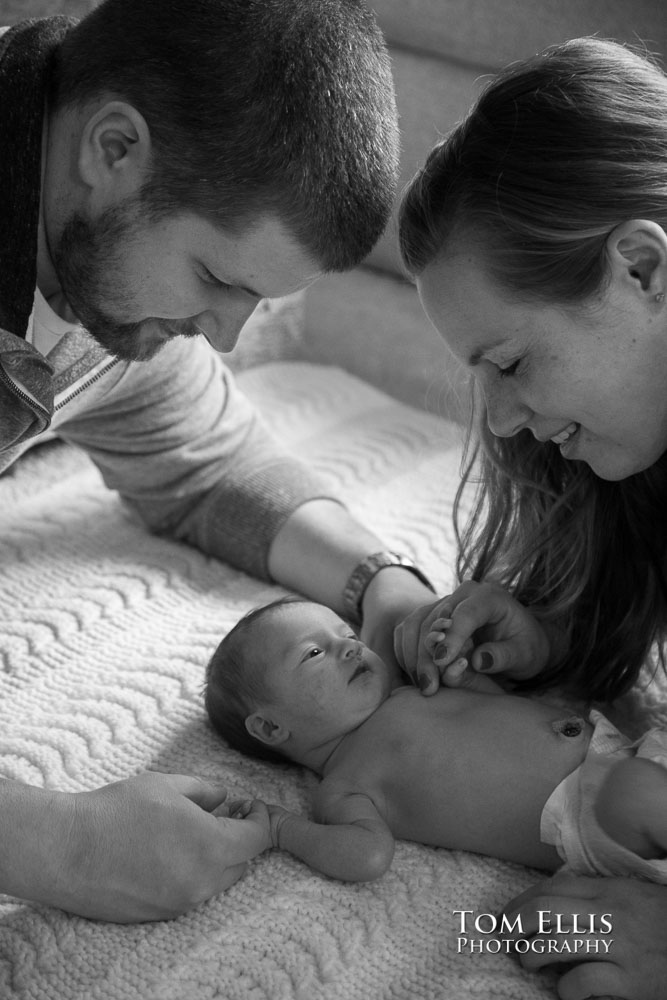 Newborn baby photo session with 5 day old Hailey. Tom Ellis Photography, Seattle newborn and family photographer.