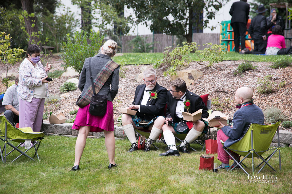 The reception picnic. Sensational Seattle same-sex LGBTQ wedding. Tom Ellis Photography, Seattle Wedding Photographer