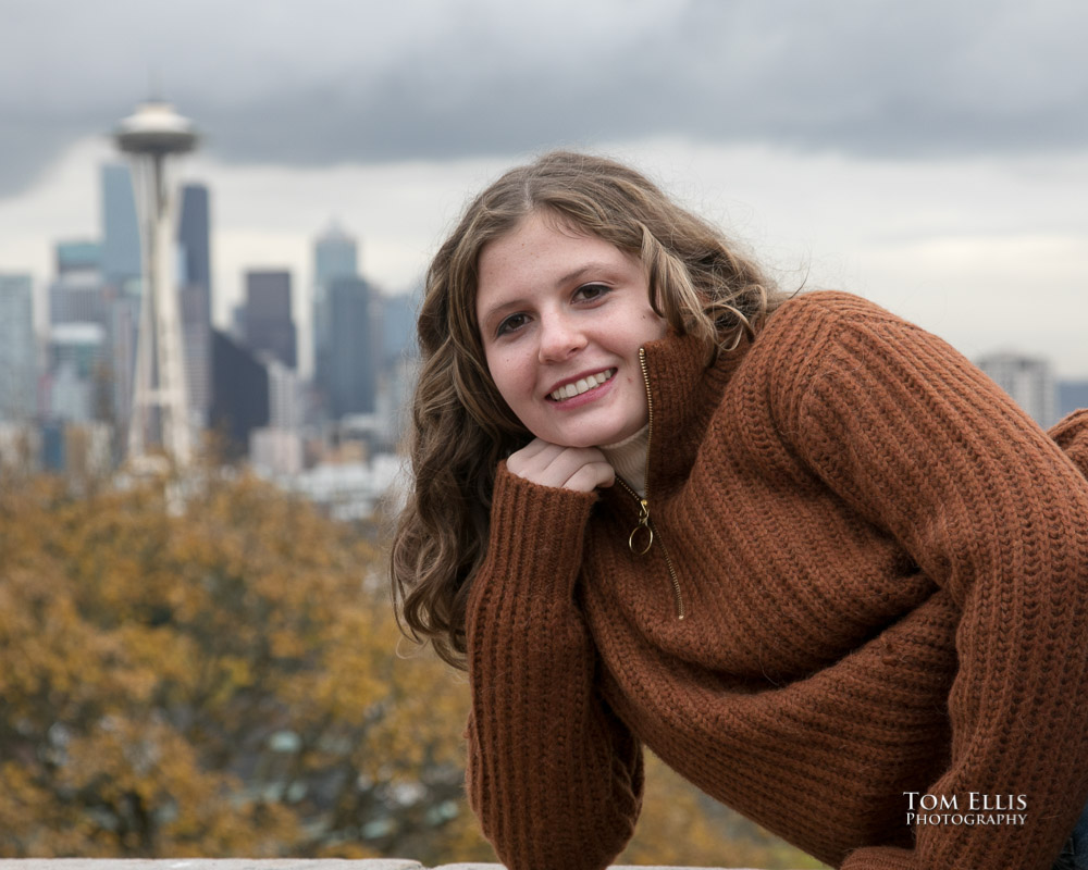 High school senior photo session with Rachel at Kerry Park and the Seattle Center. Tom Ellis Photography, Seattle senior photographer