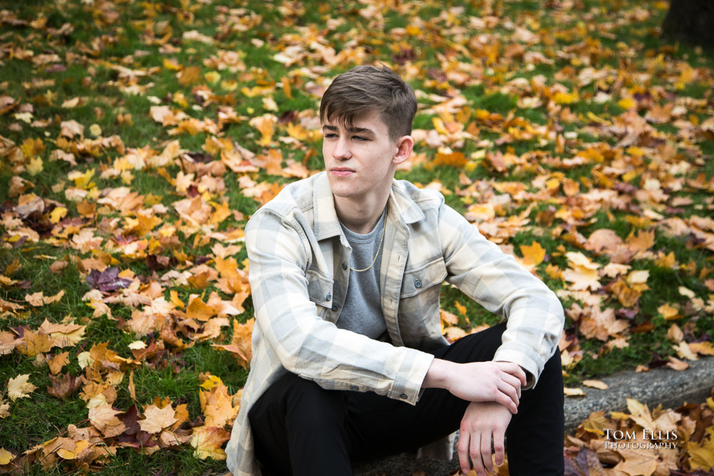 Gunnar during his senior photo session at the U of Washington campus. Tom Ellis Photography, Seattle senior photographer