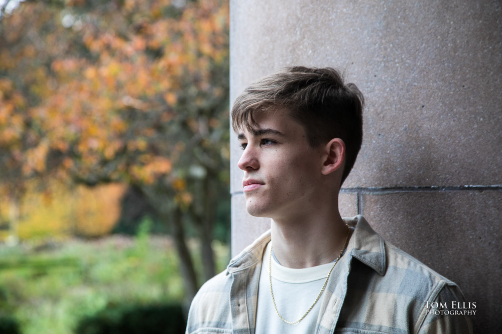 Gunnar during his senior photo session at the U of Washington campus. Tom Ellis Photography, Seattle senior photographer