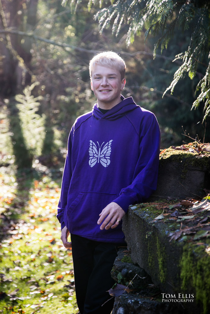 High school senior Josh at the Washington Arboretum during his senior photography session. Tom Ellis Photography. Seattle senior photographer