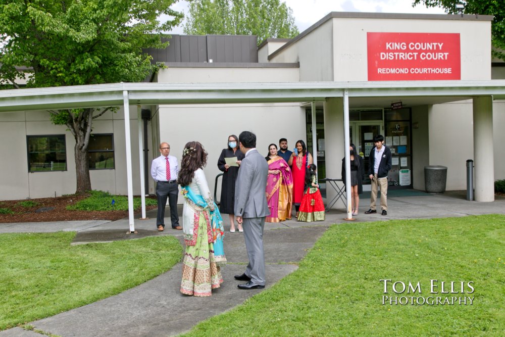 Seattle area Courthouse elopement wedding at the Redmond District Courthouse. Tom Ellis Photography, Seattle elopement wedding photographer