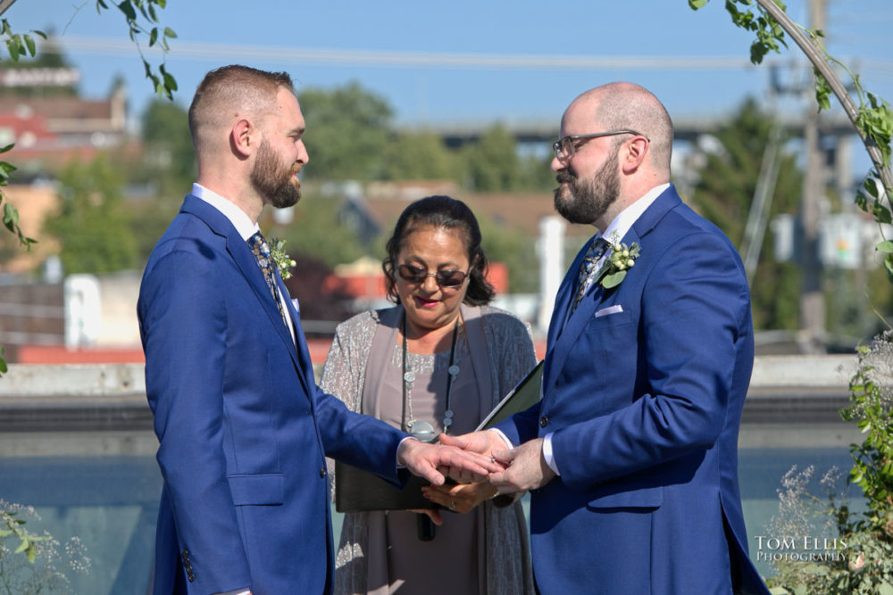 Seattle same-sex, gay, LGBTQ wedding at the Fremont Foundry. Tom Ellis Photography, Seattle same-sex wedding photography