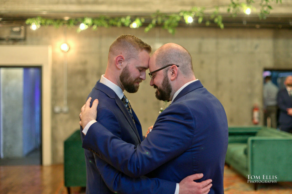 Seattle same-sex, gay, LGBTQ wedding at the Fremont Foundry. Tom Ellis Photography, Seattle same-sex wedding photography