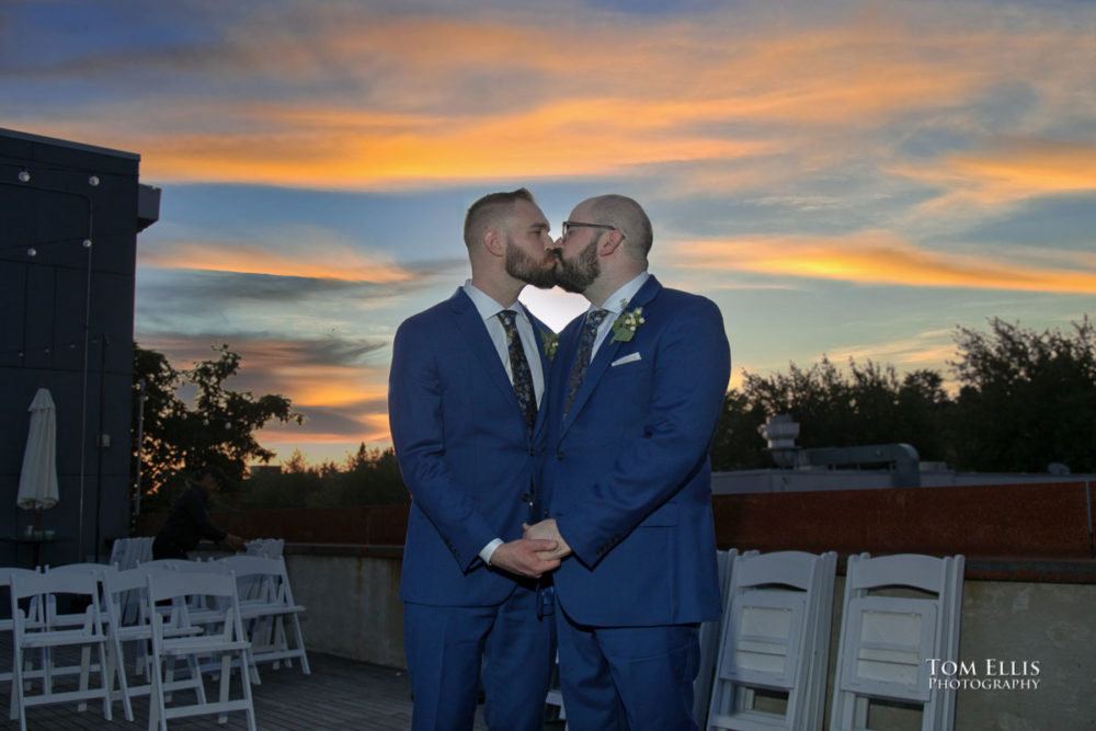 Seattle same-sex, gay, LGBTQ wedding at the Fremont Foundry. Tom Ellis Photography, Seattle same-sex wedding photography