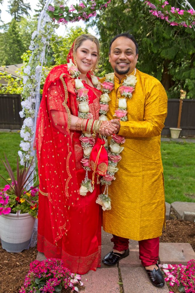 Liz and Shounack's Seattle backyard Indian wedding ceremony. Tom Ellis Photography, Seattle wedding photographer