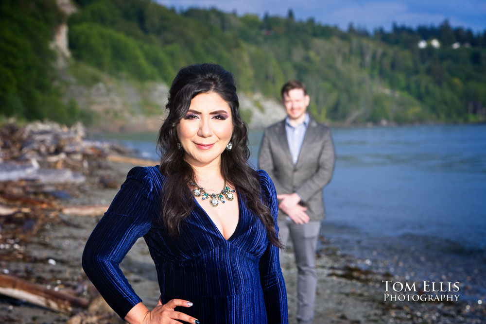 Gezeel and Dustin at Discovery Park and Kerry Park during our Seattle engagement photo session. Tom Ellis Photography, Seattle engagement photographer