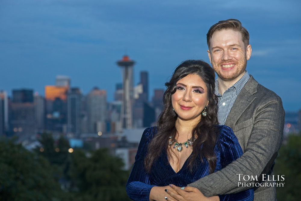 Gezeel and Dustin at Discovery Park and Kerry Park during our Seattle engagement photo session. Tom Ellis Photography, Seattle engagement photographer