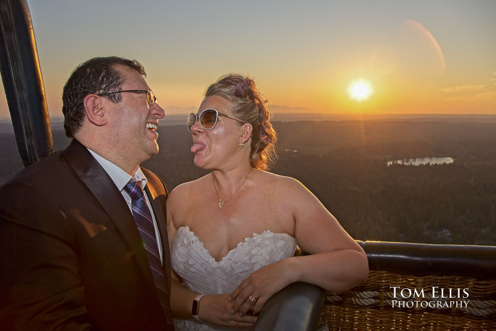 Rita and Gabe during their Seattle area hot-air balloon elopement wedding. Tom Ellis Photography, Seattle elopement wedding photographer