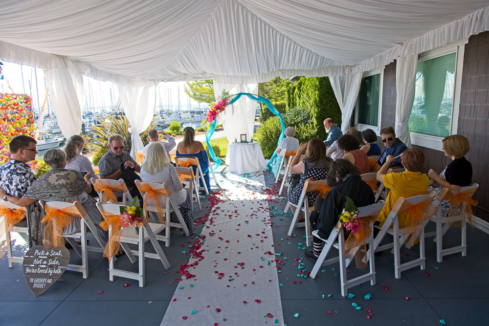 Ted and Alicia's wedding ceremony at Palisade in Seattle. Tom Ellis Photography, Seattle wedding photographer