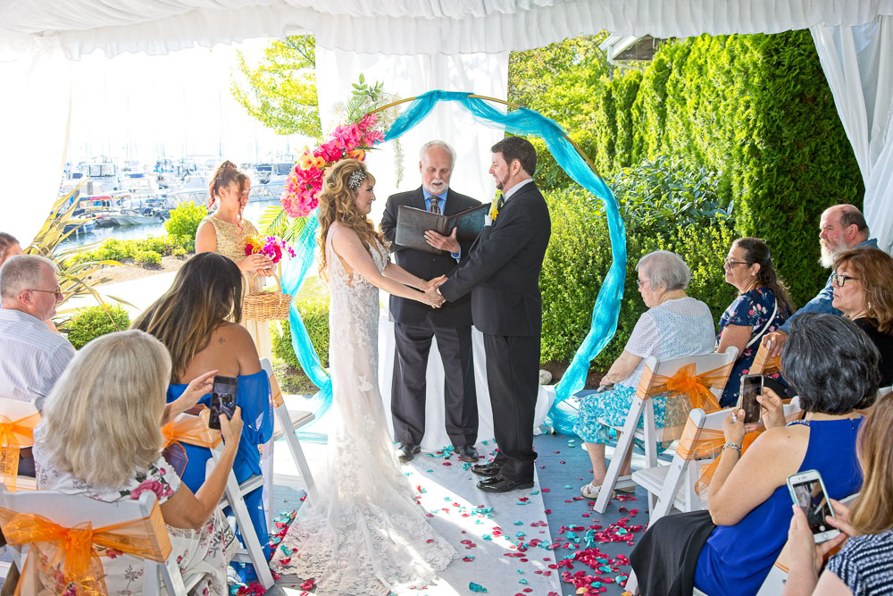 Ted and Alicia's wedding ceremony at Palisade in Seattle. Tom Ellis Photography, Seattle wedding photographer