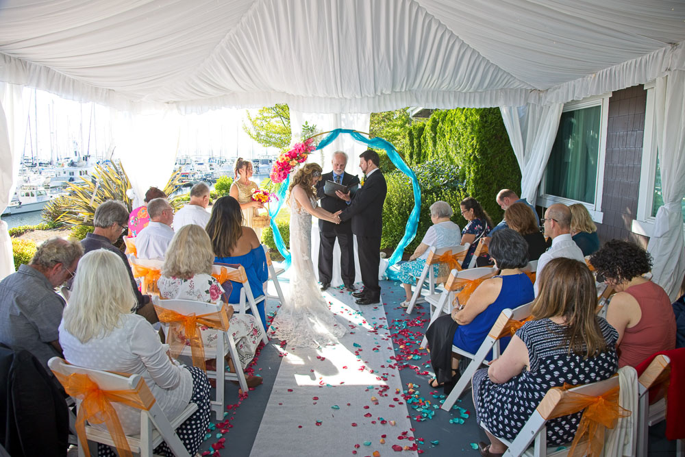 Ted and Alicia's wedding ceremony at Palisade in Seattle. Tom Ellis Photography, Seattle wedding photographer