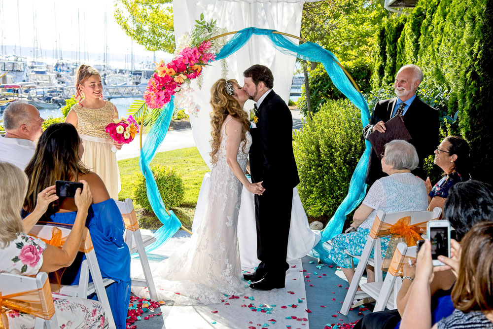 Ted and Alicia's wedding ceremony at Palisade in Seattle. Tom Ellis Photography, Seattle wedding photographer