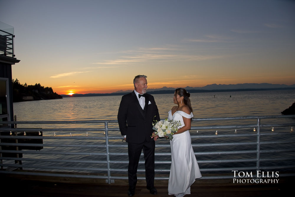 Fall sunset waterfront wedding at Ray's Boathouse - Tom Ellis Photography, Seattle wedding photographer