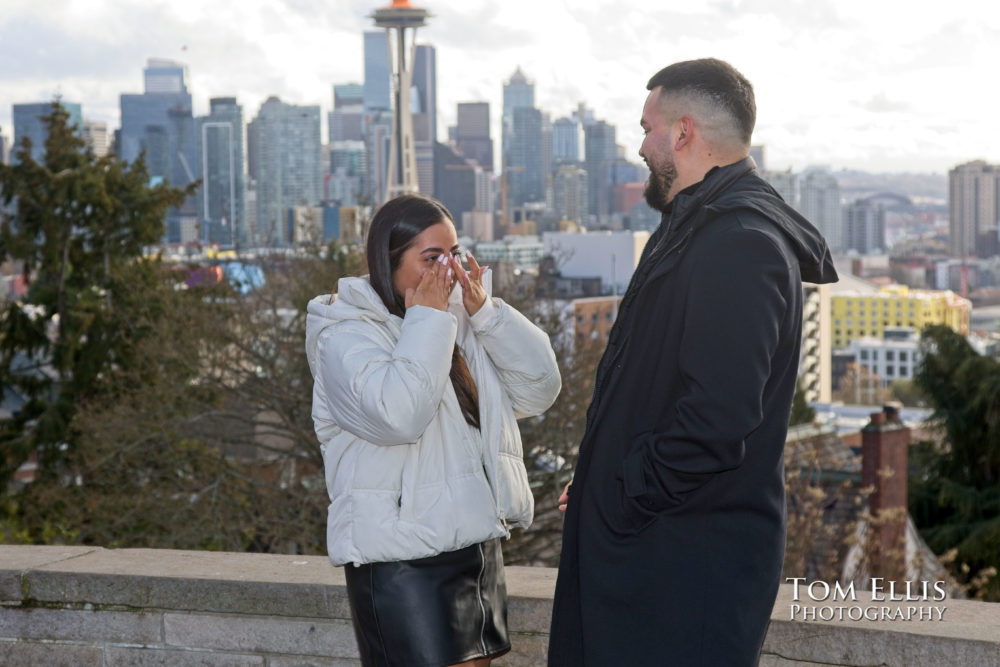 Seattle surprise wedding proposal at Kerry Park