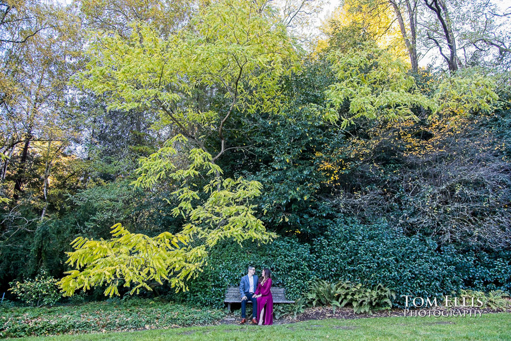 Jennyfer and Daniel during their pre-wedding ceremony photo session at the Kubota Garden in Seattle. Tom Ellis Photography