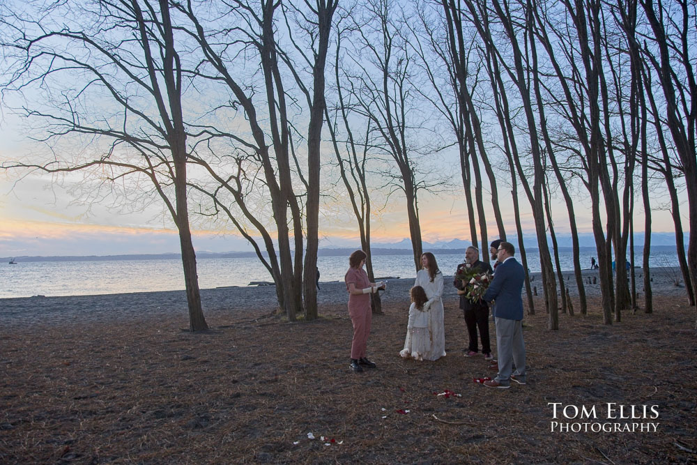 Jannette and Tony have a Chilly Evening Elopement at Golden Gardens. Tom Ellis Photography, Seattle Elopement Photographer