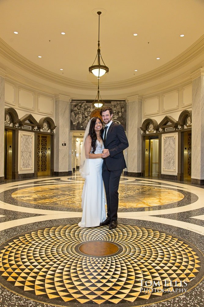 Rashmi and Sebastien had an elopement wedding ceremony at the King County Courthouse in Seattle. 