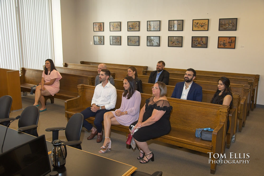 Rashmi and Sebastien had an elopement wedding ceremony at the King County Courthouse in Seattle. 